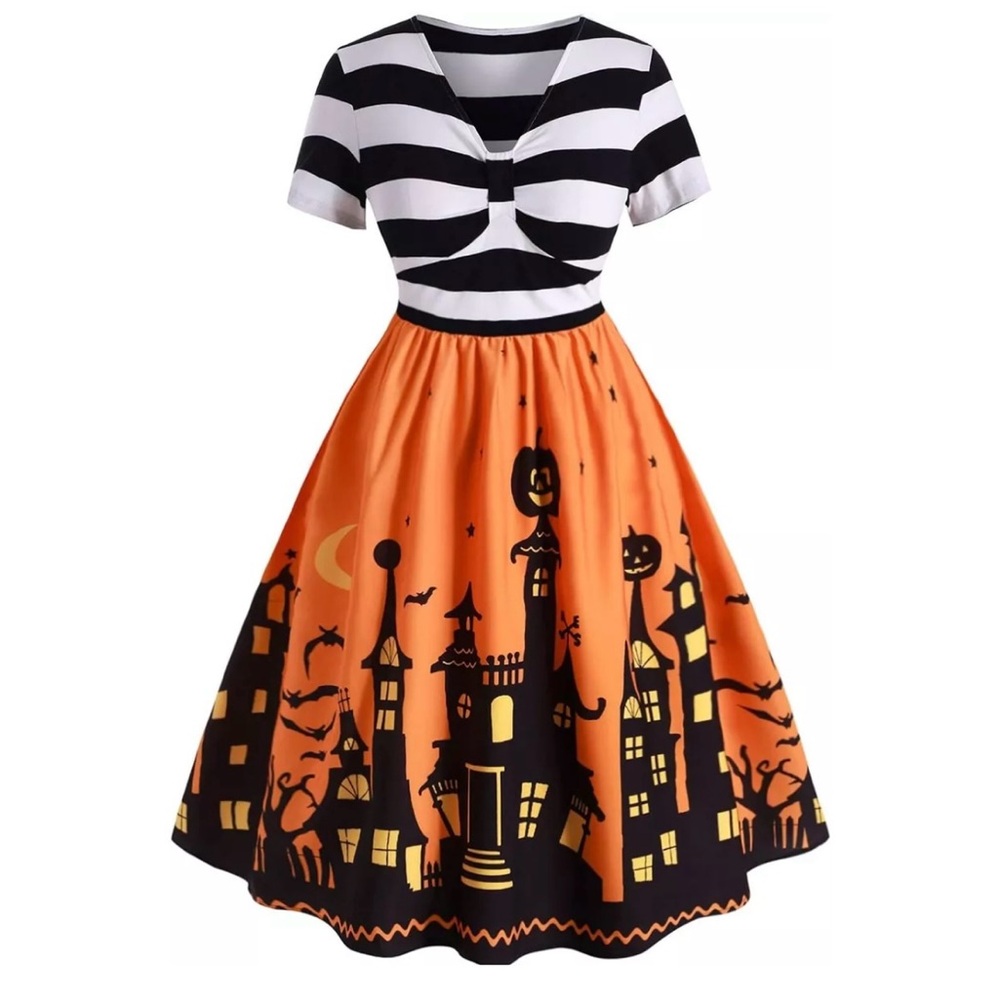 Vintage Pumpkin Fall Dress
